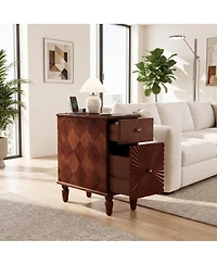 sumyeg Modern Slim Side Table with 2 Drawers Narrow Nightstand