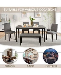Casainc 6 Piece Dining Table Set with Rectangular Table, Chairs and Bench for Dining Room