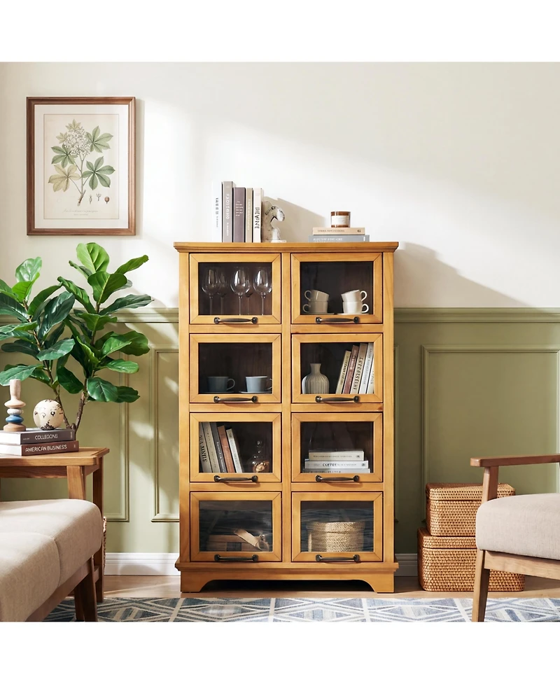 sumyeg Modern Storage Cabinet with 8 Doors,Display Cabinet