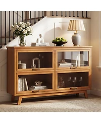sumyeg Modern Storage Cabinet with 4 Doors,Display Cabinet
