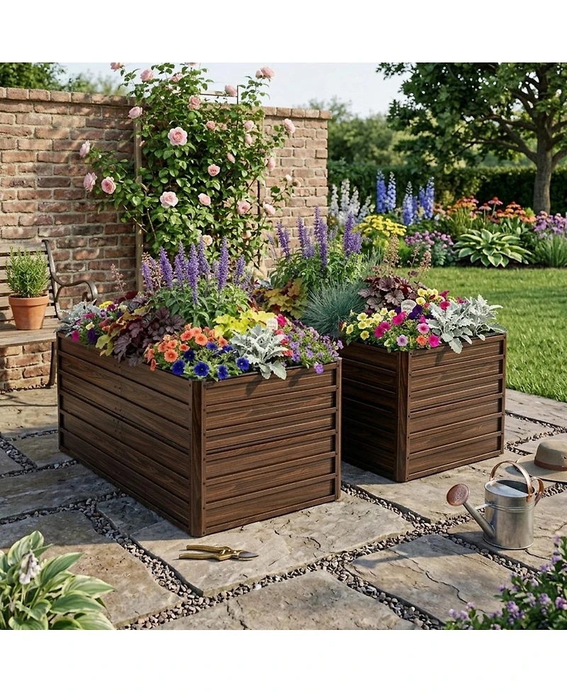 Streamdale Furniture 2-Pack 74.6" Metal Raised Garden Bed Kit with Reinforcing Rods