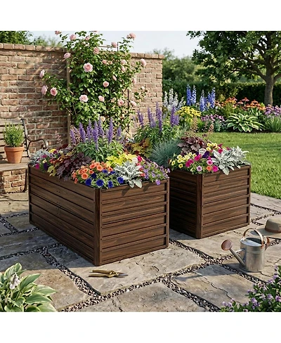 Streamdale Furniture 2-Pack 74.6" Metal Raised Garden Bed Kit with Reinforcing Rods