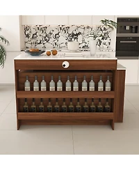 Streamdale Furniture Rotating Kitchen Island with Extendable Table and Storage