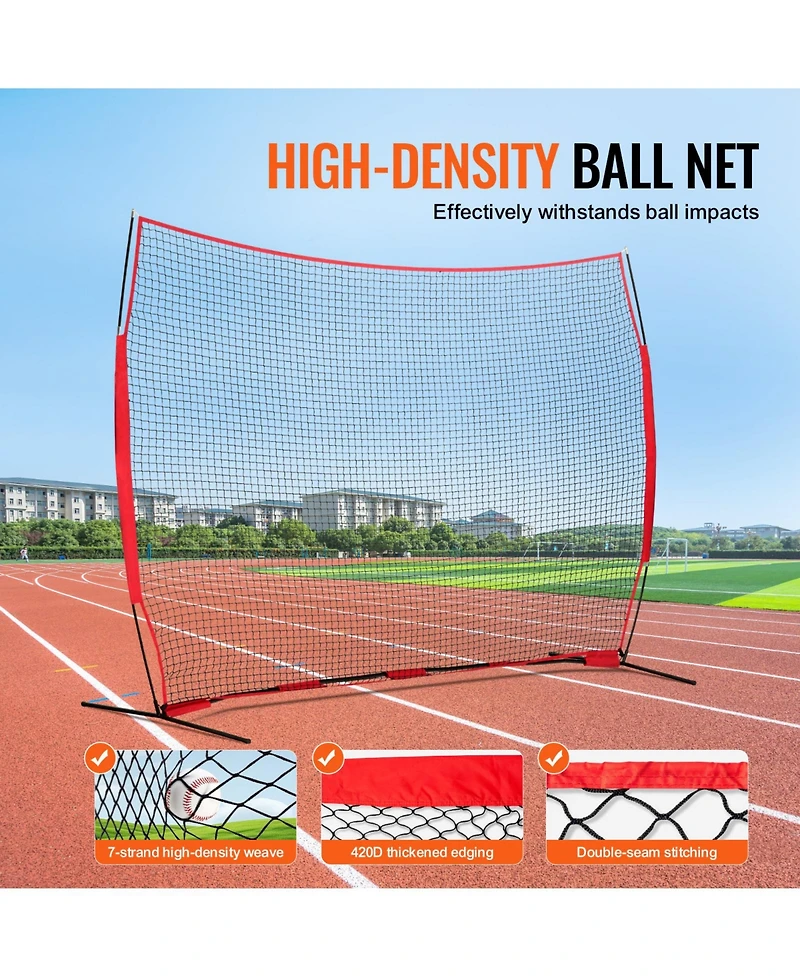 Vevor Barricade Backstop Net Ball Sports Barrier Softball Practice Net 12x9ft