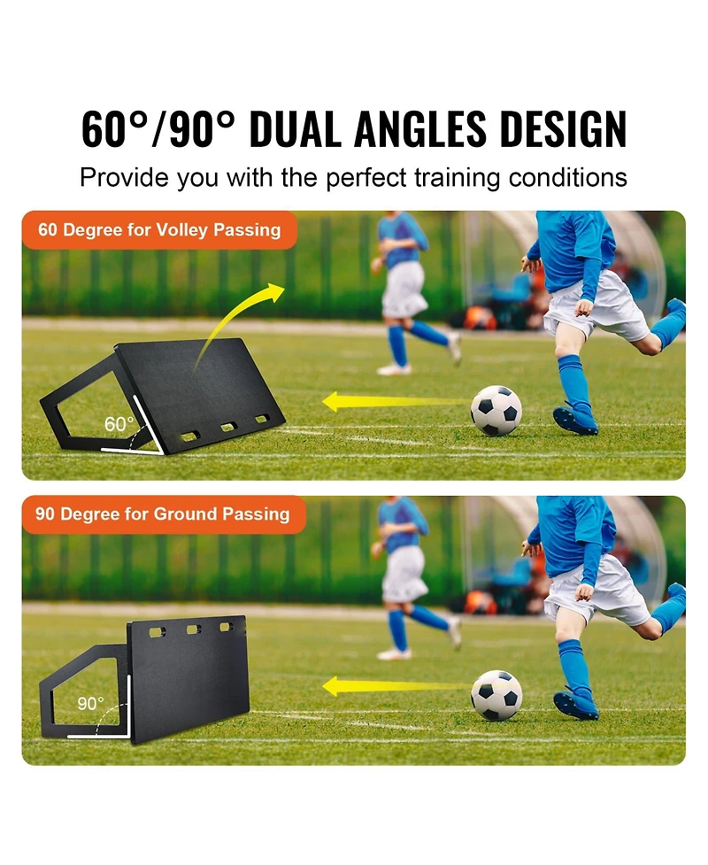 Vevor 45"X18" Soccer Rebounder Board Portable Soccer Wall with 2 Angles Rebound