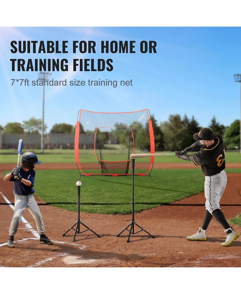 Vevor 7x7 ft Baseball Softball Practice Net Hitting Batting Training Carry Bag