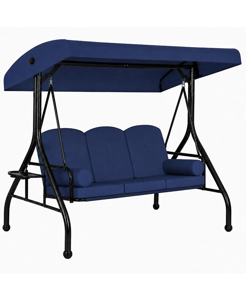 gaomon 3-Seat Outdoor Patio Swing Chair with Canopy and Cushions, Heavy-Duty Steel Frame