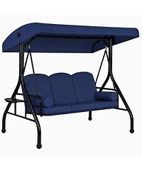 gaomon 3-Seat Outdoor Patio Swing Chair with Canopy and Cushions, Heavy-Duty Steel Frame