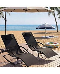 GarveeLife Set of 2 Adjustable Patio Lounge Chairs with Breathable Mesh, Steel Frame & Pillows for Poolside, Garden or Yard.