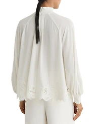 Reiss Women's Rae High-Neck 3/4-Sleeve Blouson Lace Blouse