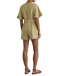 Reiss Women's Sansi Linen Belted Short-Sleeve Romper
