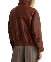 Reiss Women's Petra Textured Oversized Funnel-Neck Leather Jacket