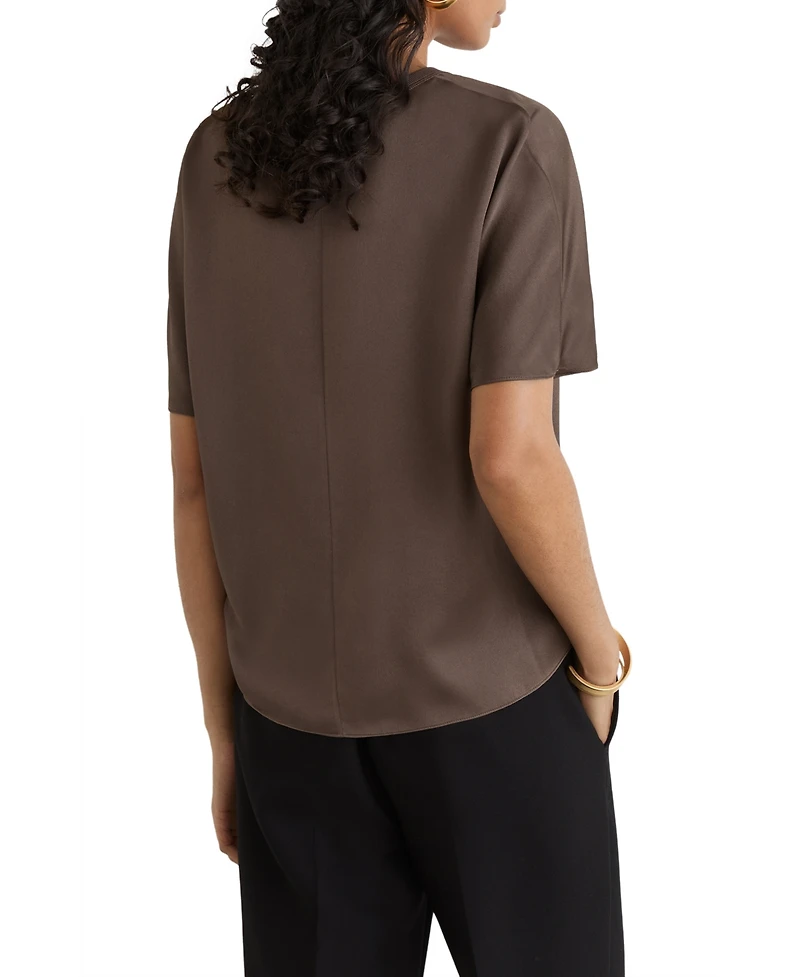Reiss Women's Lena Silk Short-Sleeve Top