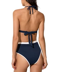 Reiss Women's Saskia Contrast Halterneck Triangle Bikini Top