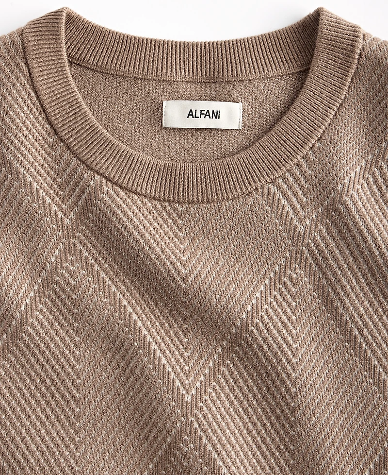 Alfani Men's Criss-Cross Jacquard Crewneck Sweater, Macy's Exclusive