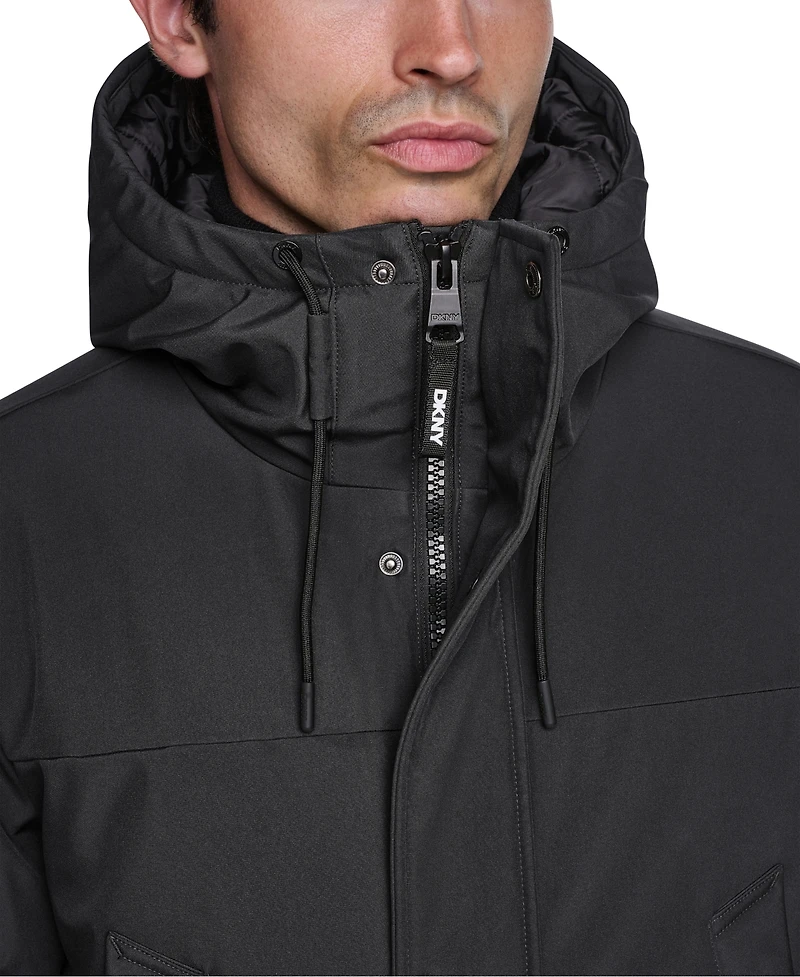 Dkny Men's Heavyweight Signature Parka with Attached Hood Jacket