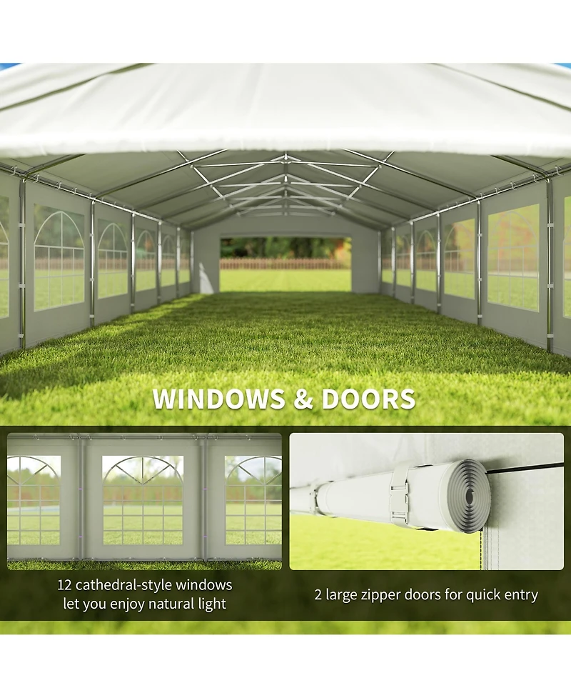 Outsunny 20' x 40' Heavy-duty Large Wedding Tent with Sidewalls,