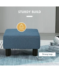 16” Cubed Modern Linen Fabric Pouf Footrest Ottoman Furniture