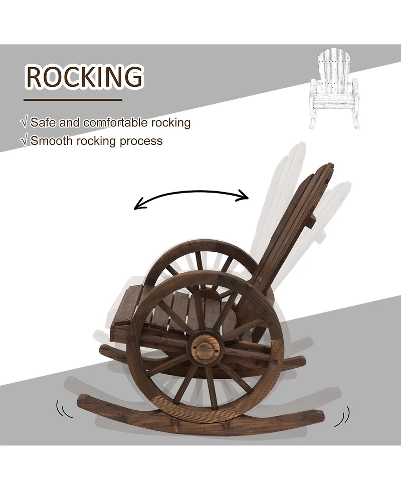 Outsunny Adirondack Rocking Chair with Slatted Design,