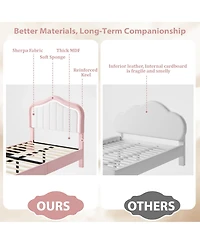 homfan Upholstered Platform Bed with Led Lights And Storage Drawer, Soft Headboard, Wooden Slats, No Box Spring Needed, Noise-Free, Easy Assembly