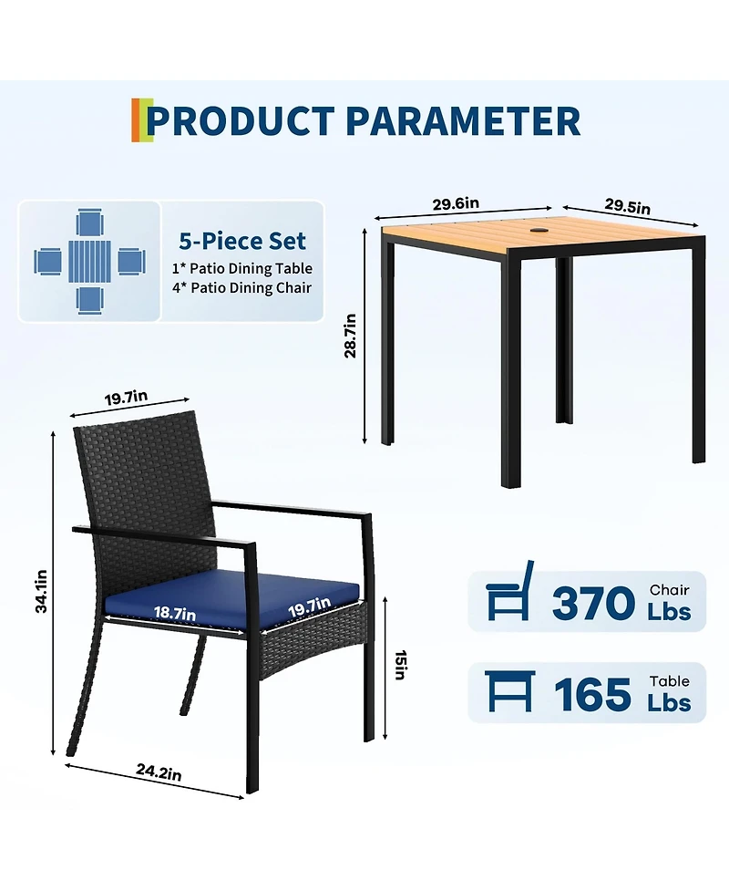 homfan 5 Piece Outdoor Bar Table and Chair Set for Your Patio