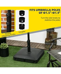 Outsunny Patio Umbrella Base with Wheels, 53lbs Water or 66lbs Sand Filled, Heavy Duty Outdoor Umbrella Stand Holder