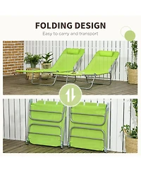 Outsunny 2-Piece Folding Chaise Lounge, Reclining Pool Chairs,