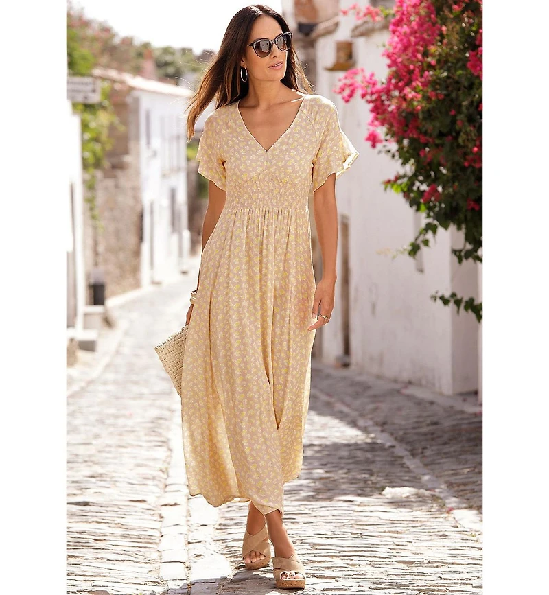 Lascana Women's Floral V-Neck Maxi Dress