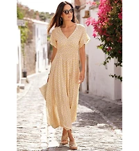 Lascana Women's Floral V-Neck Maxi Dress