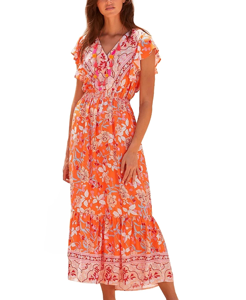 Lascana Women's Floral V-Neck Maxi Dress
