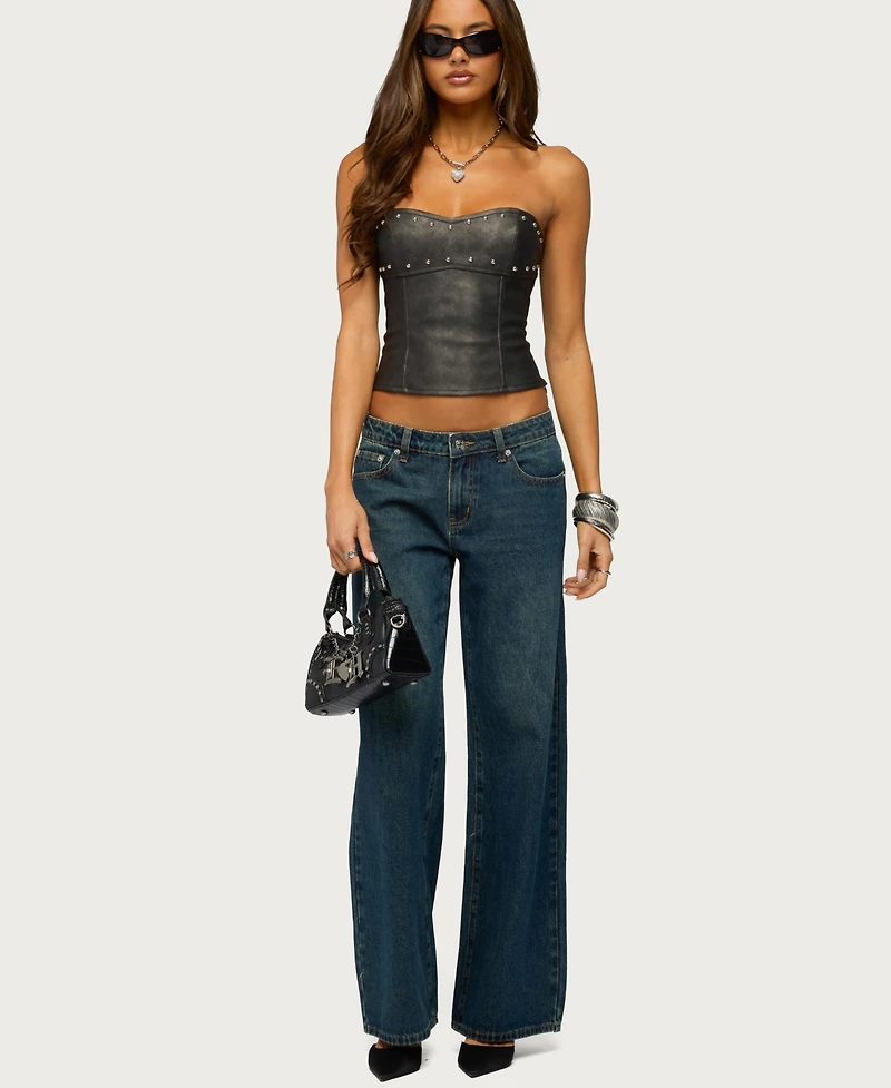Edikted Women's Izara Studded Faux Leather Corset