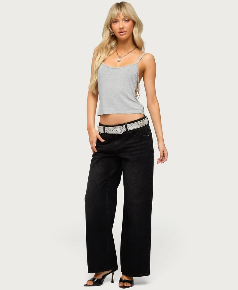 Edikted Women's Raelynn Washed Low Rise Jeans