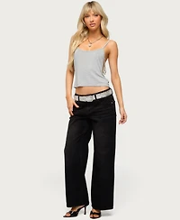 Edikted Women's Raelynn Washed Low Rise Jeans