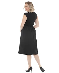 White Mark Women's Crew Neck Midi Dress
