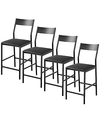 Gaomon Modern Bar Stools Set of 4, 24 Inch Counter Height, Pu Leather Barstools with Backrest and Footrest, 300 Lb Capacity