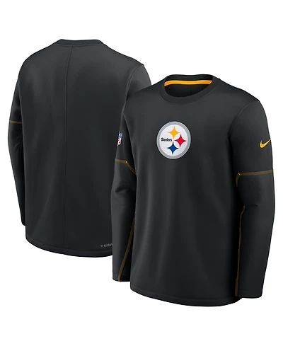 Nike Men's Black Pittsburgh Steelers Sideline Coaches Midweight Therma-fit Sweatshirt