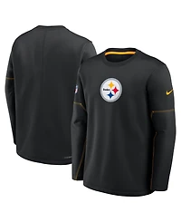 Nike Men's Black Pittsburgh Steelers Sideline Coaches Midweight Therma-fit Sweatshirt