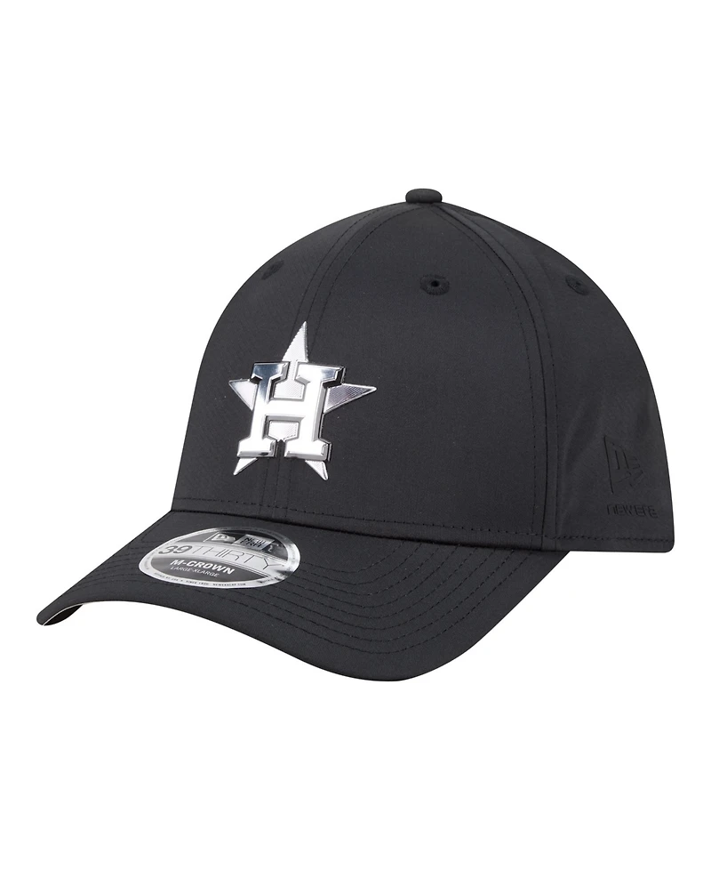 New Era Men's Black Houston Astros Metallic 39THIRTY M-Crown Flex Hat