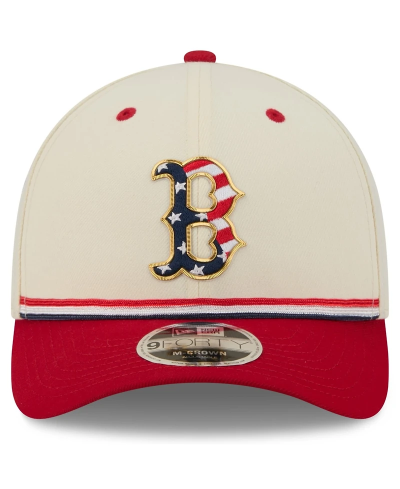 New Era Big Boys and Girls Cream/Red Boston Red Sox Usa 250 9FORTY M-Crown Adjustable Hat