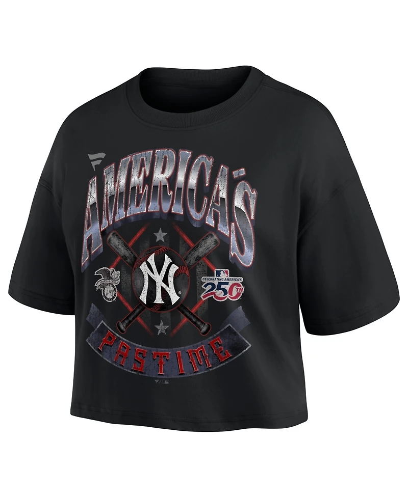 Fanatics Women's Black New York Yankees Americana Crop T-Shirt