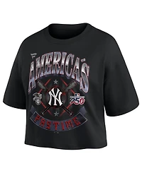 Fanatics Women's Black New York Yankees Americana Crop T-Shirt