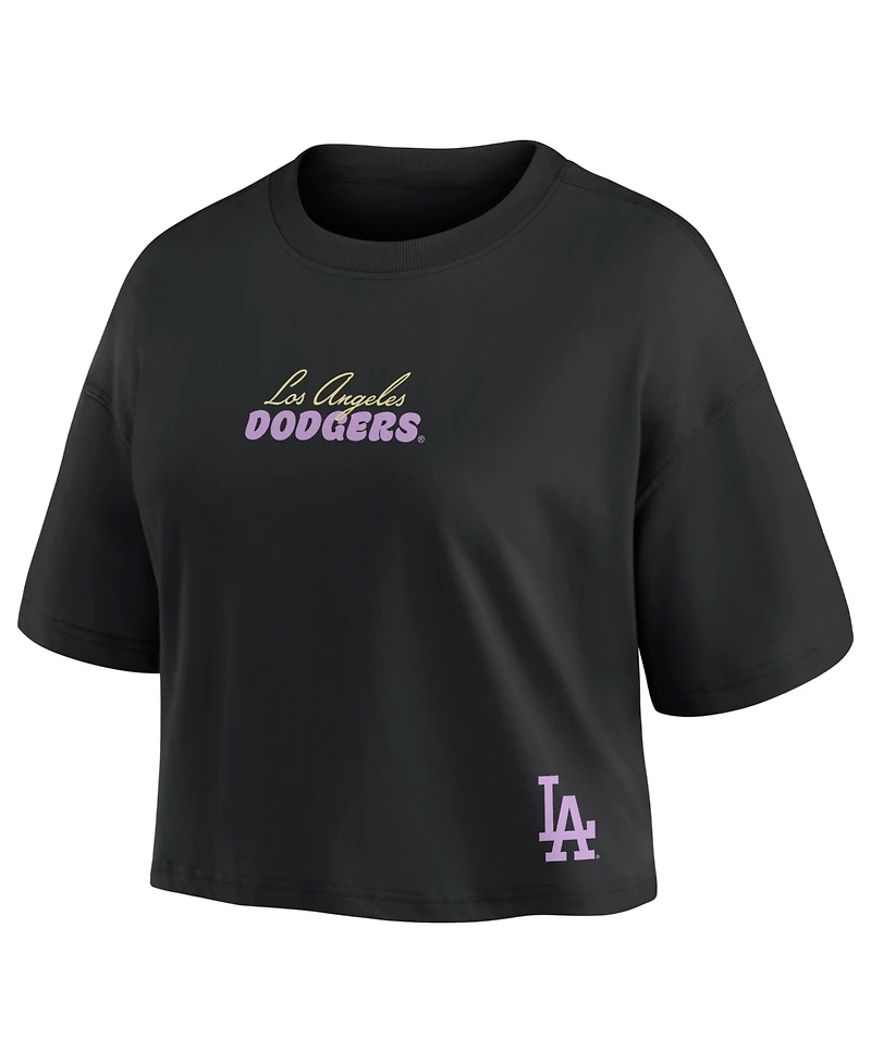 Fanatics Women's Enrique Hernandez Black Los Angeles Dodgers Name & Number Cropped Top
