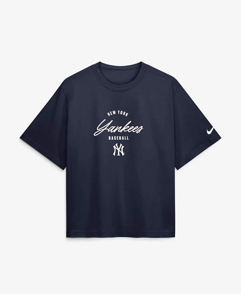 Nike Women's Aaron Judge Navy New York Yankees Premium Essentials Boxy Name & Number T-Shirt