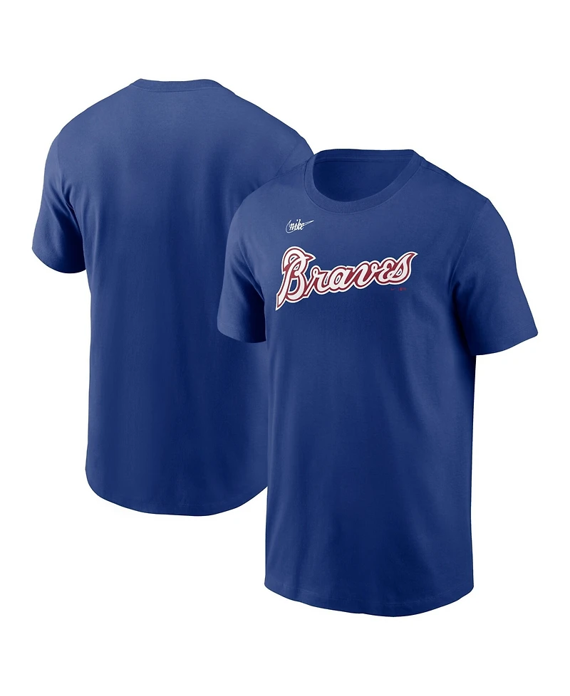 Nike Men's Royal Atlanta Braves Cooperstown Collection Wordmark T-Shirt