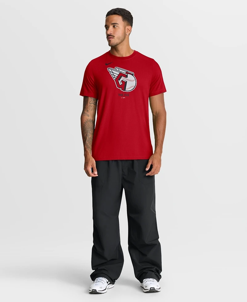 Nike Men's Red Cleveland Guardians Tri-Blend Logo T-Shirt