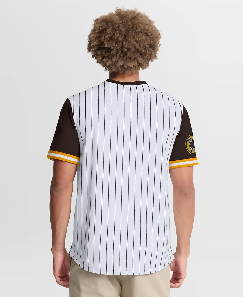 Fanatics Men's White/Brown San Diego Padres Pinstripe Walk Off T-Shirt