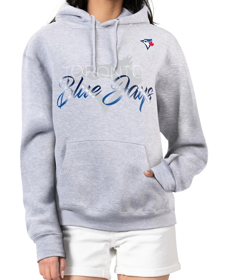 G-iii 4Her by Carl Banks Women's Heather Gray Toronto Blue Jays Shadow Logo Graphic Pullover Hoodie