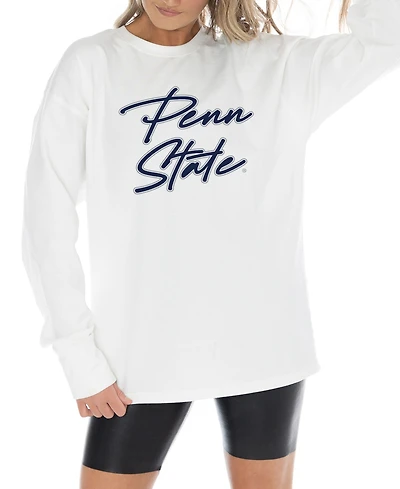 Gameday Couture Women's White Penn State Nittany Lions Midweight Oversized Long Sleeve T-Shirt