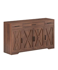 gaomon 55" Sideboard Buffet Cabinet, Wooden Coffee Bar Cabinet with 3 Drawers and Adjustable Shelf, Floor Cupboard for Kitchen, Living Room