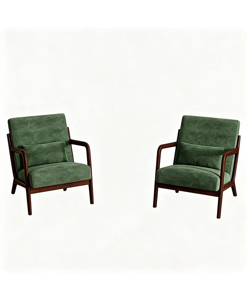 homfan Set of 2 Mid-Century Chenille Accent Chairs